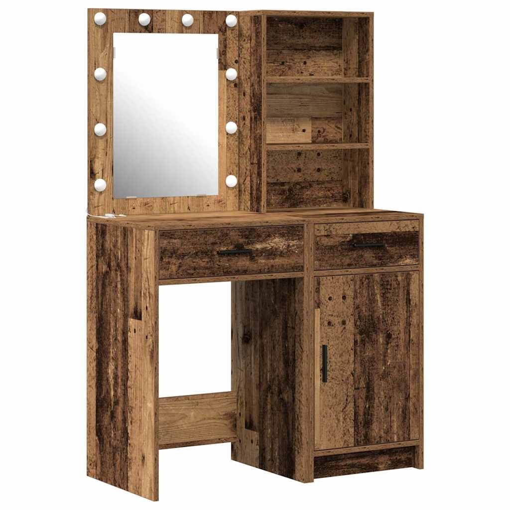 Dressing Table Set with Drawer 2 pcs Old Wood Engineered Wood