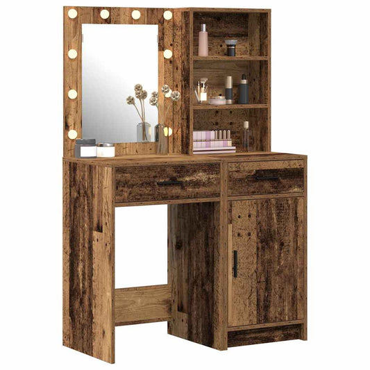 Dressing Table Set with Drawer 2 pcs Old Wood Engineered Wood