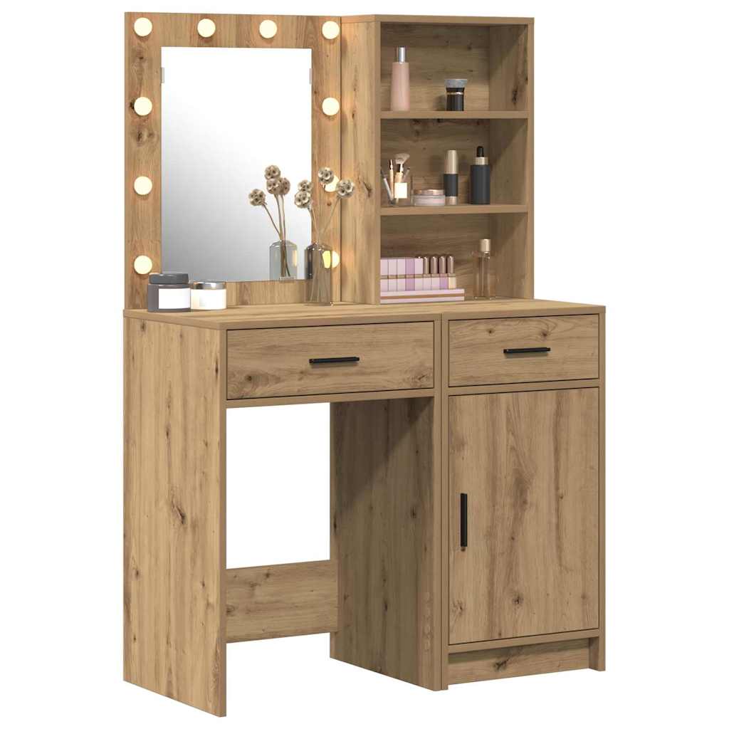 Dressing Table Set with Shelf 2 pcs Artisan Oak Engineered Wood
