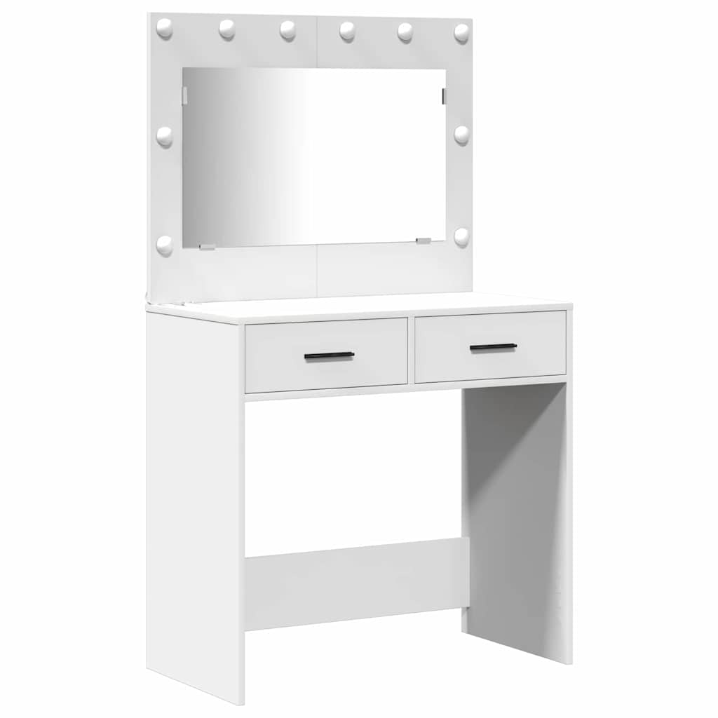 Dressing Table Set with Drawer 3 pcs White Engineered Wood
