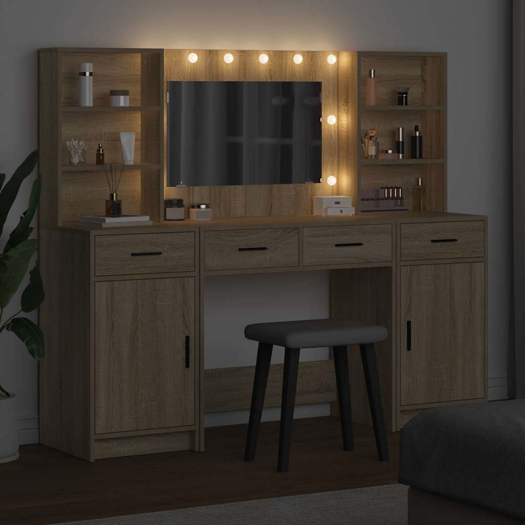 Dressing Table Set with Drawer 3 pcs Sonoma Oak Engineered Wood