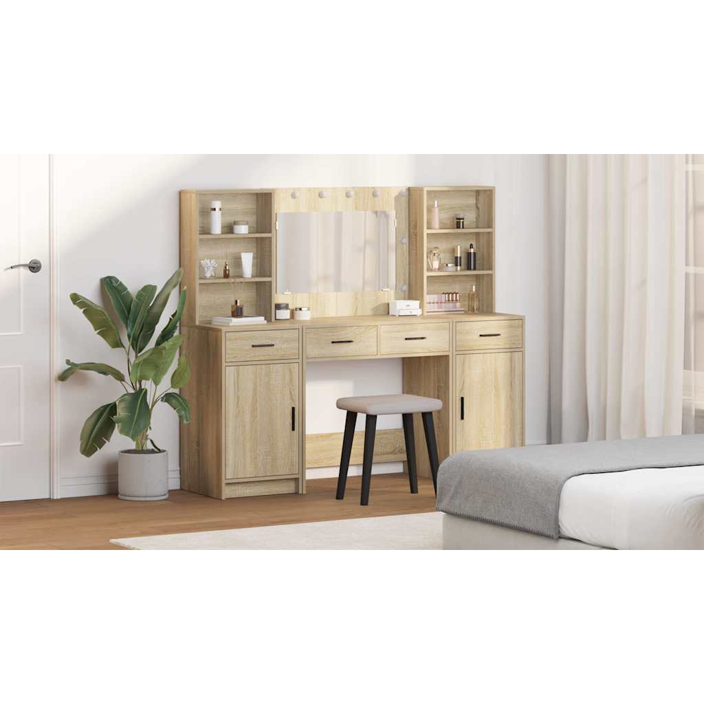 Dressing Table Set with Drawer 3 pcs Sonoma Oak Engineered Wood