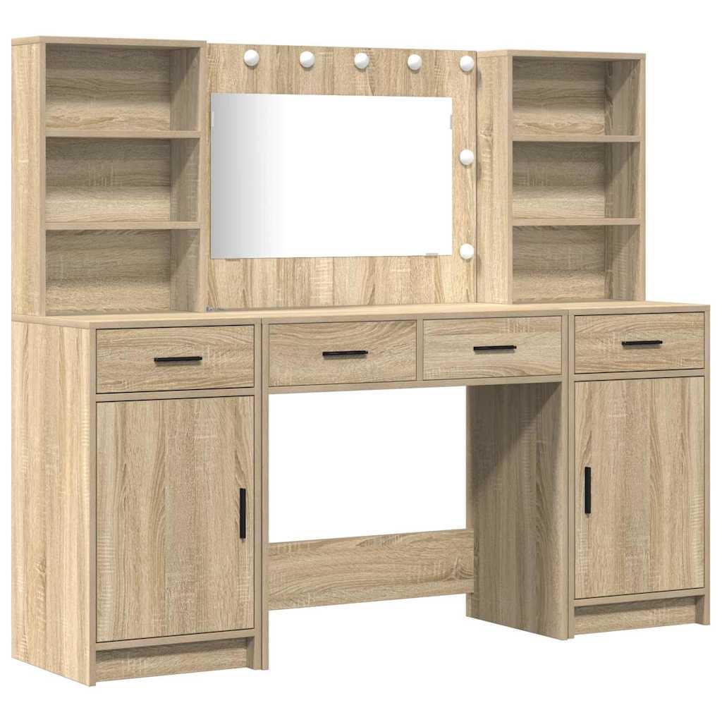 Dressing Table Set with Drawer 3 pcs Sonoma Oak Engineered Wood