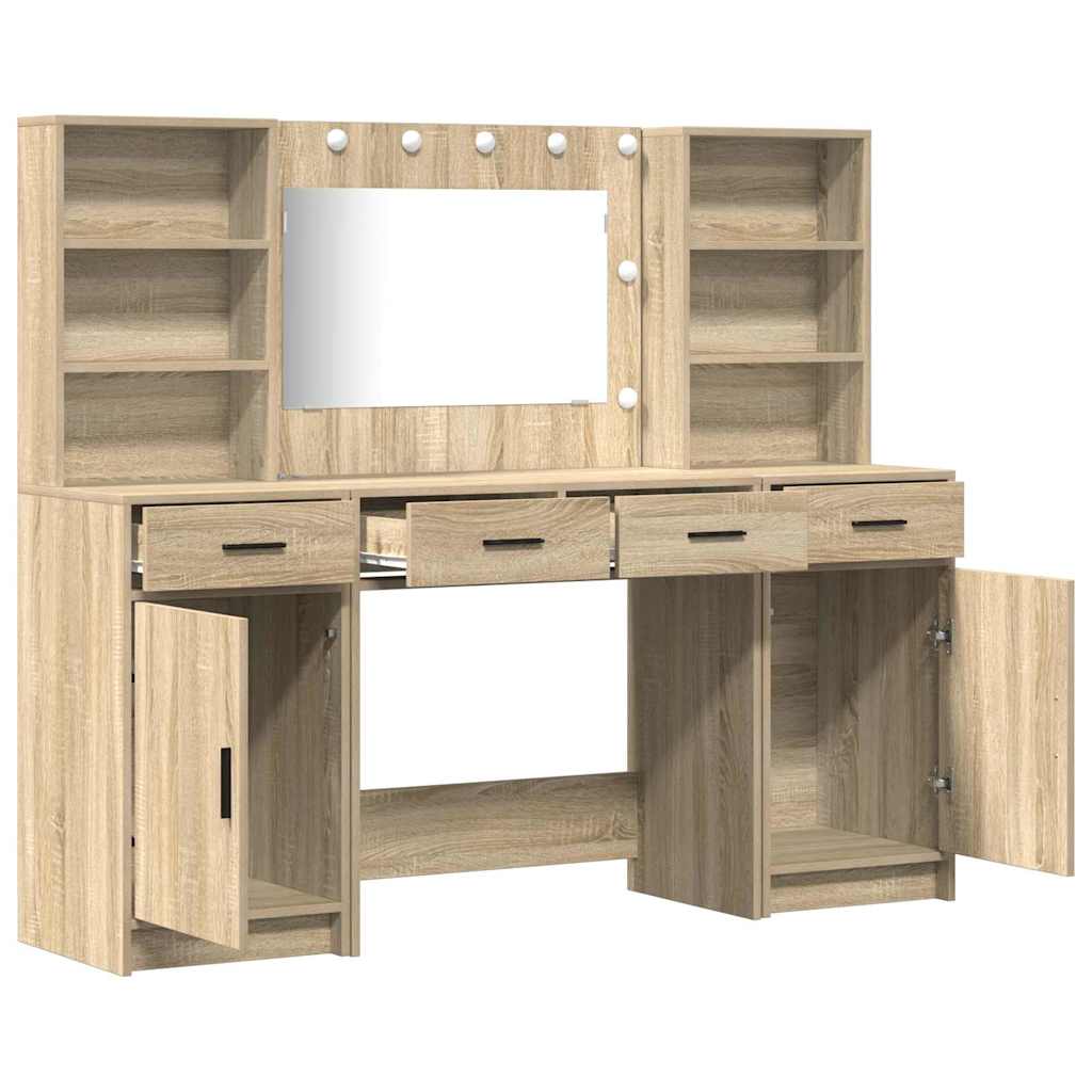 Dressing Table Set with Drawer 3 pcs Sonoma Oak Engineered Wood