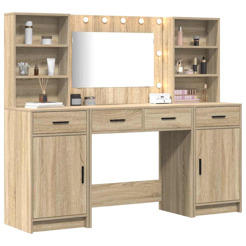 Dressing Table Set with Drawer 3 pcs Sonoma Oak Engineered Wood