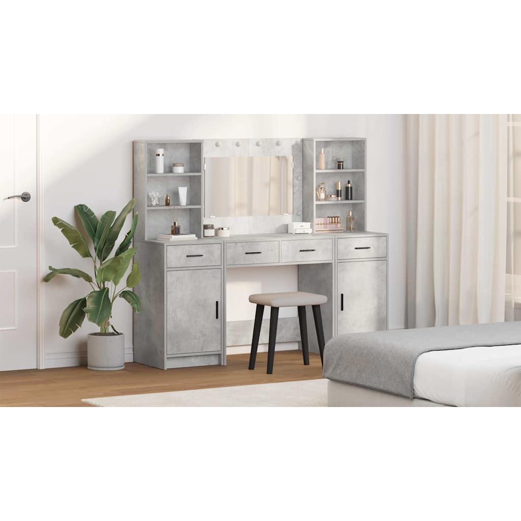 Dressing Table Set 3 pcs Concrete Grey Engineered Wood