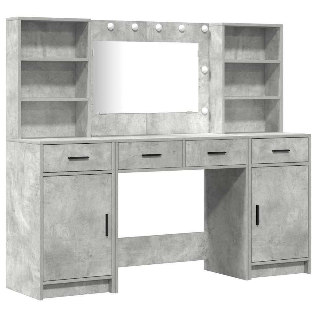 Dressing Table Set 3 pcs Concrete Grey Engineered Wood