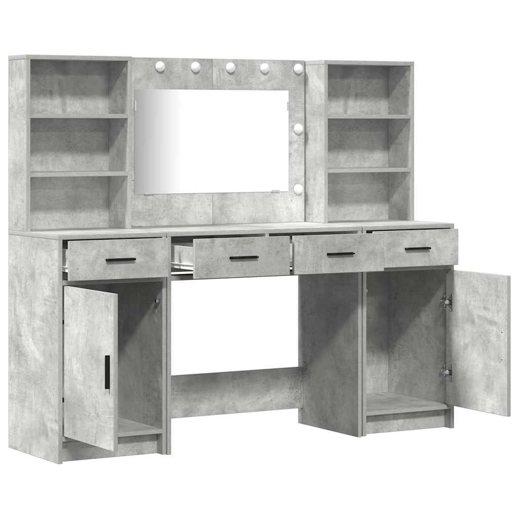 Dressing Table Set 3 pcs Concrete Grey Engineered Wood