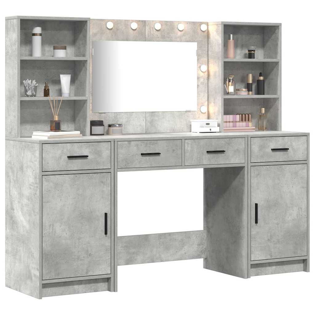 Dressing Table Set 3 pcs Concrete Grey Engineered Wood