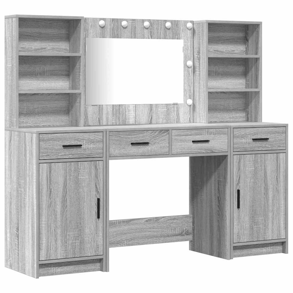 Dressing Table Set with Shelf 3 pcs Grey Sonoma Engineered Wood
