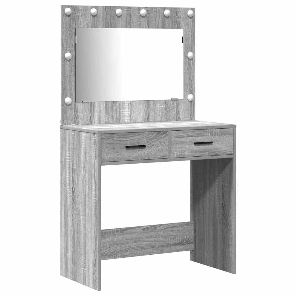 Dressing Table Set with Shelf 3 pcs Grey Sonoma Engineered Wood