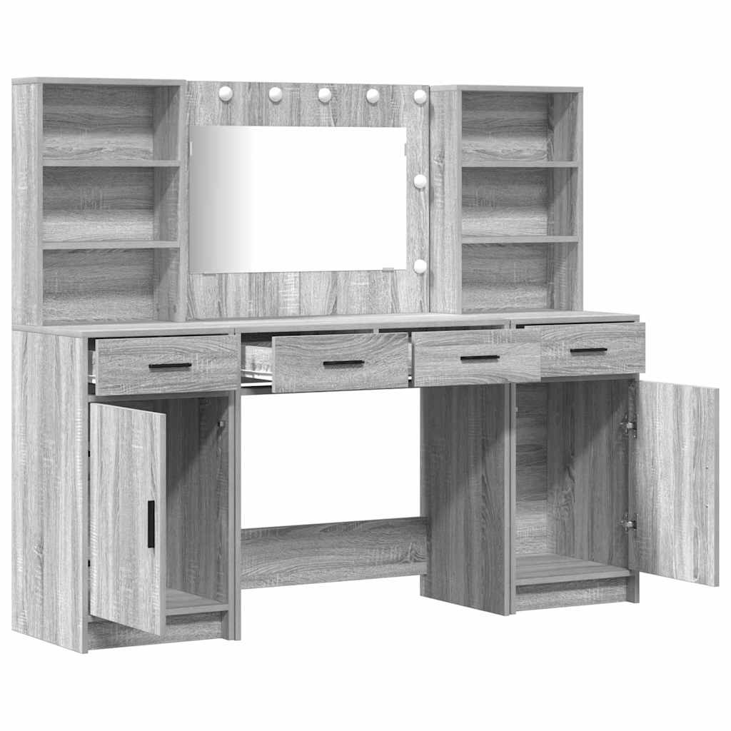 Dressing Table Set with Shelf 3 pcs Grey Sonoma Engineered Wood