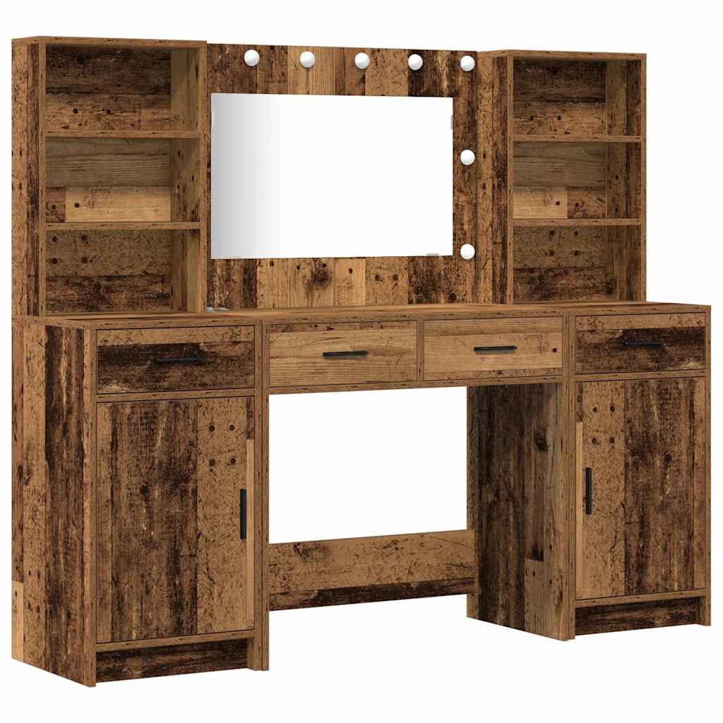 Dressing Table Set with Drawer 3 pcs Old Wood Engineered Wood