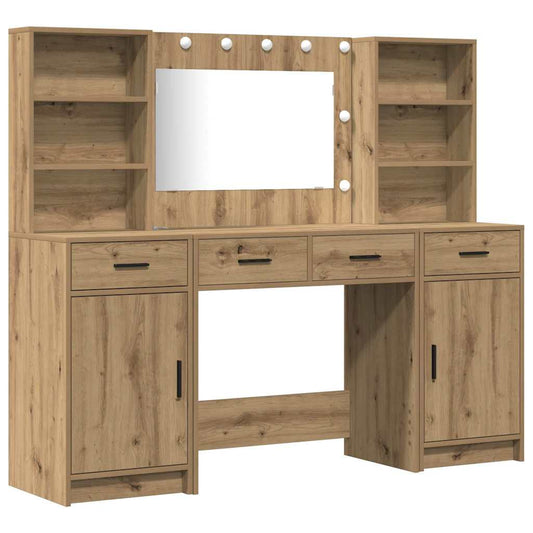 Dressing Table Set with Shelf 3 pcs Artisan Oak Engineered Wood