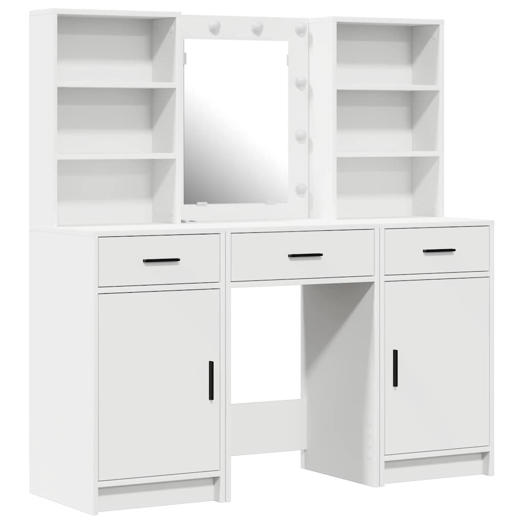 Dressing Table Set with Drawer 3 pcs White Engineered Wood