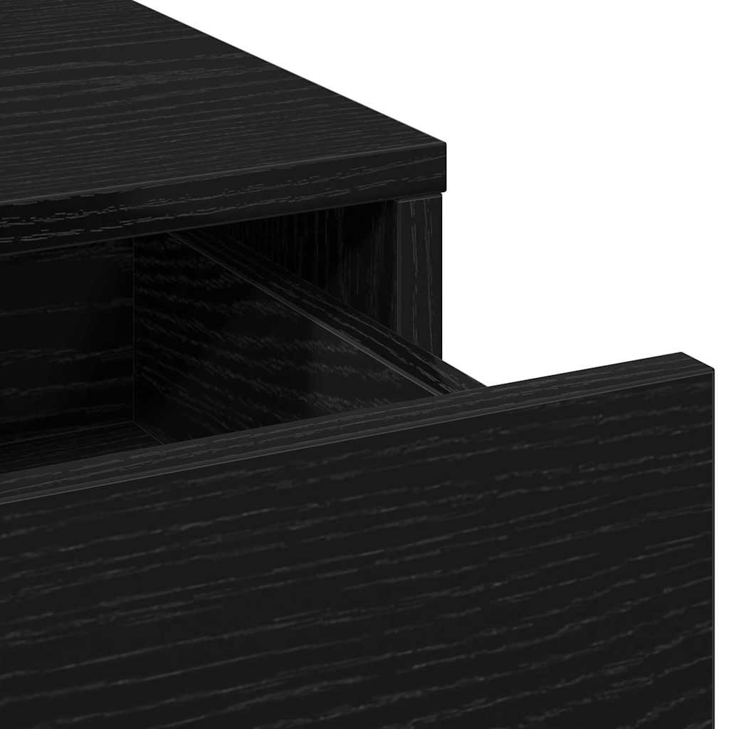 Dressing Table Set with Drawer 3 pcs Black Oak Engineered Wood