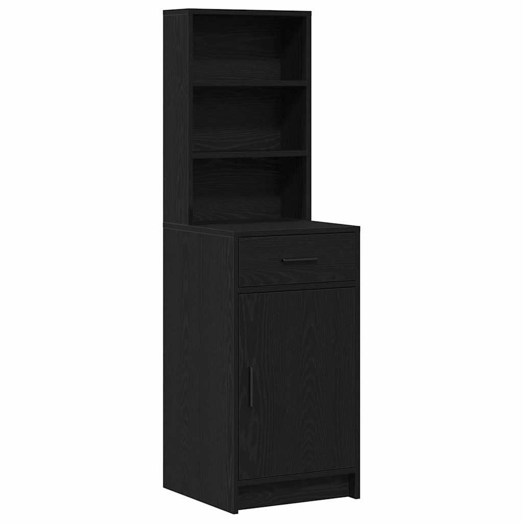 Dressing Table Set with Drawer 3 pcs Black Oak Engineered Wood