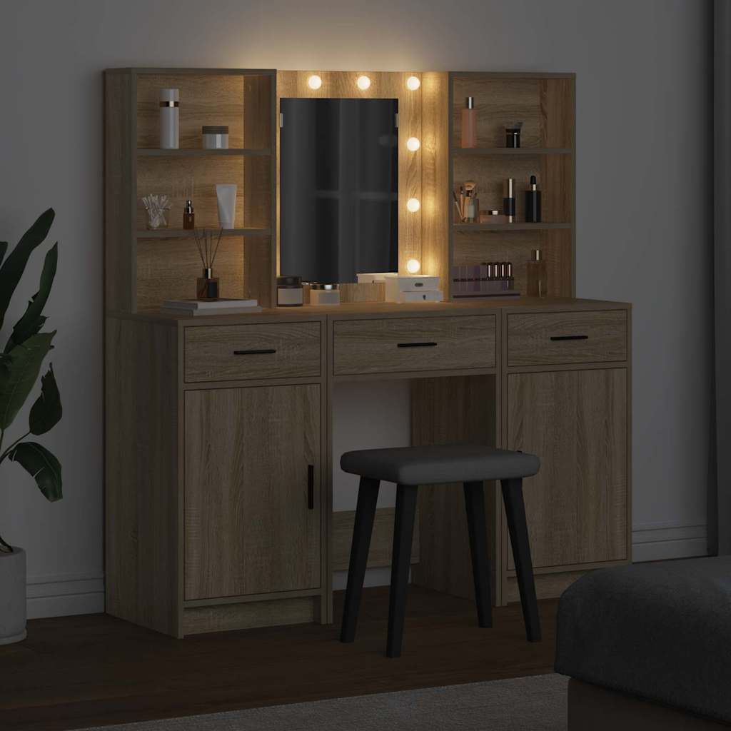 Dressing Table Set with Drawer 3 pcs Sonoma Oak Engineered Wood