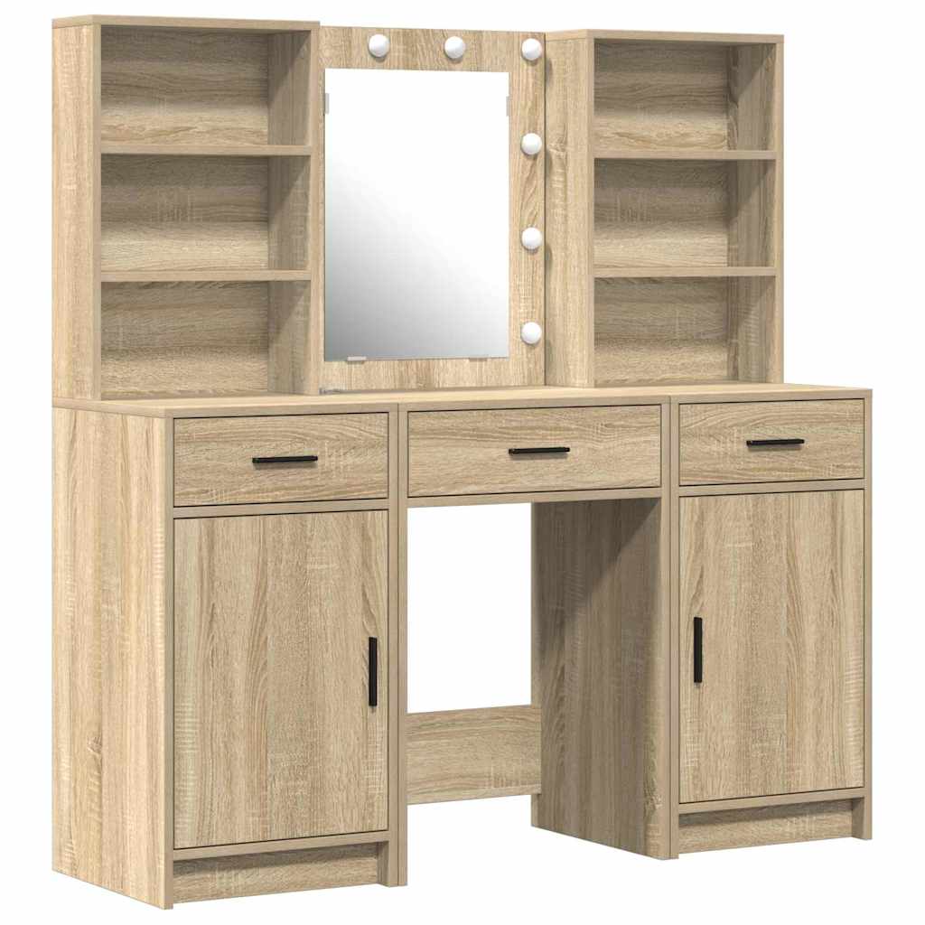 Dressing Table Set with Drawer 3 pcs Sonoma Oak Engineered Wood