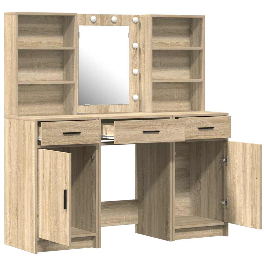 Dressing Table Set with Drawer 3 pcs Sonoma Oak Engineered Wood
