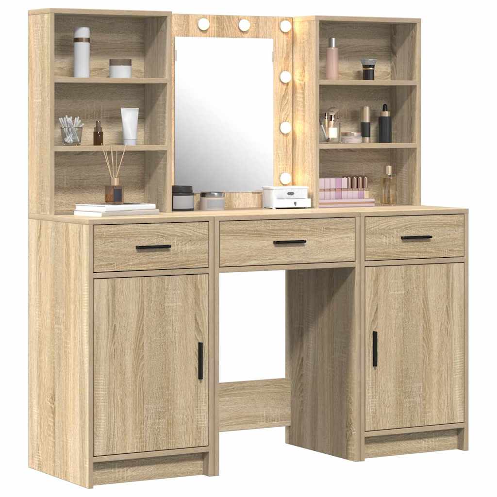 Dressing Table Set with Drawer 3 pcs Sonoma Oak Engineered Wood