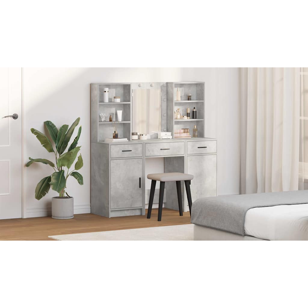 Dressing Table Set 3 pcs Concrete Grey Engineered Wood