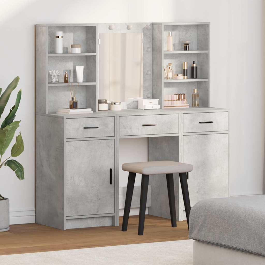 Dressing Table Set 3 pcs Concrete Grey Engineered Wood