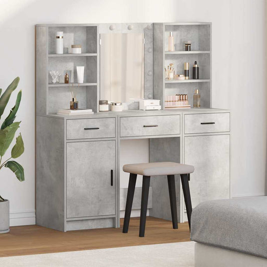 Dressing Table Set 3 pcs Concrete Grey Engineered Wood