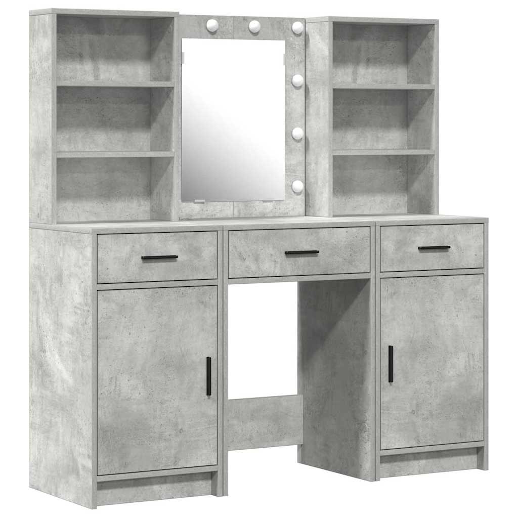 Dressing Table Set 3 pcs Concrete Grey Engineered Wood