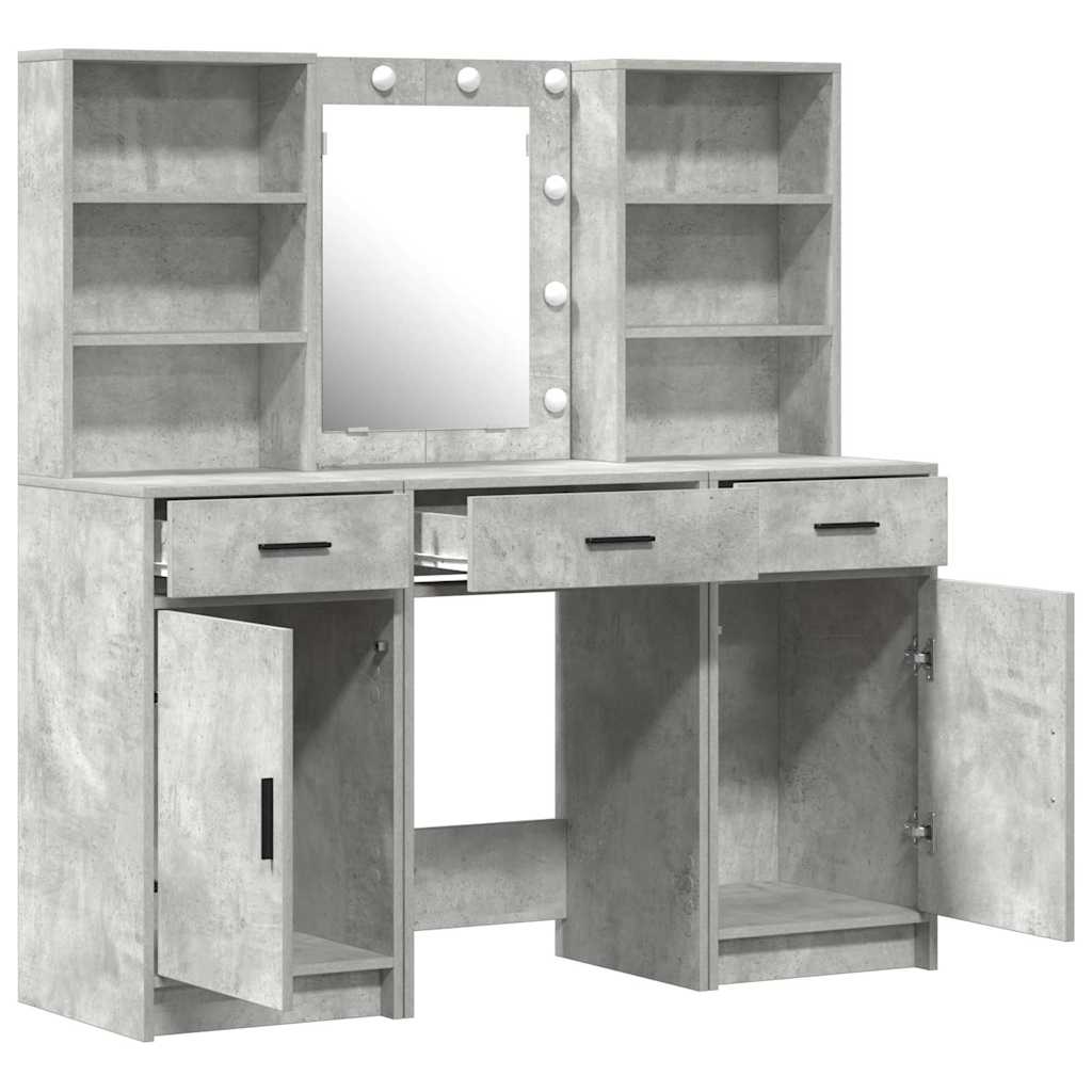 Dressing Table Set 3 pcs Concrete Grey Engineered Wood