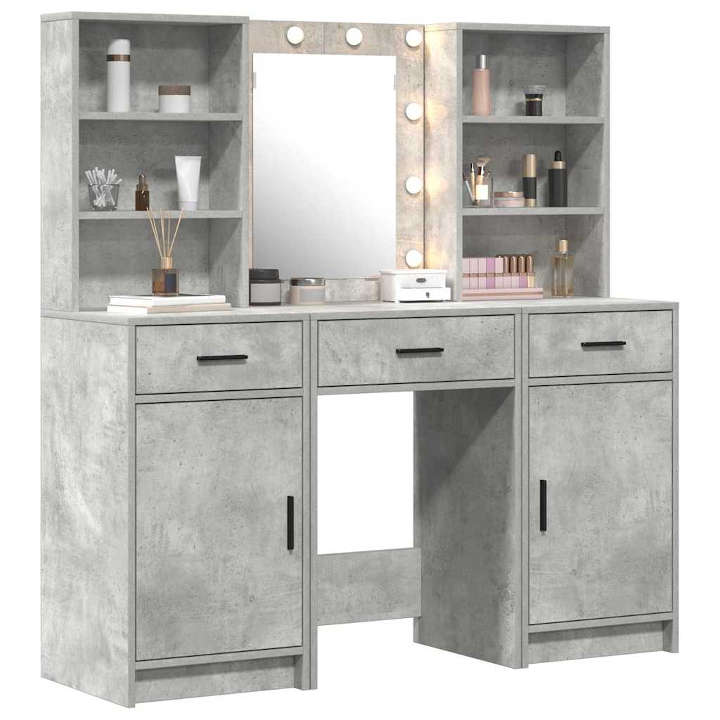 Dressing Table Set 3 pcs Concrete Grey Engineered Wood