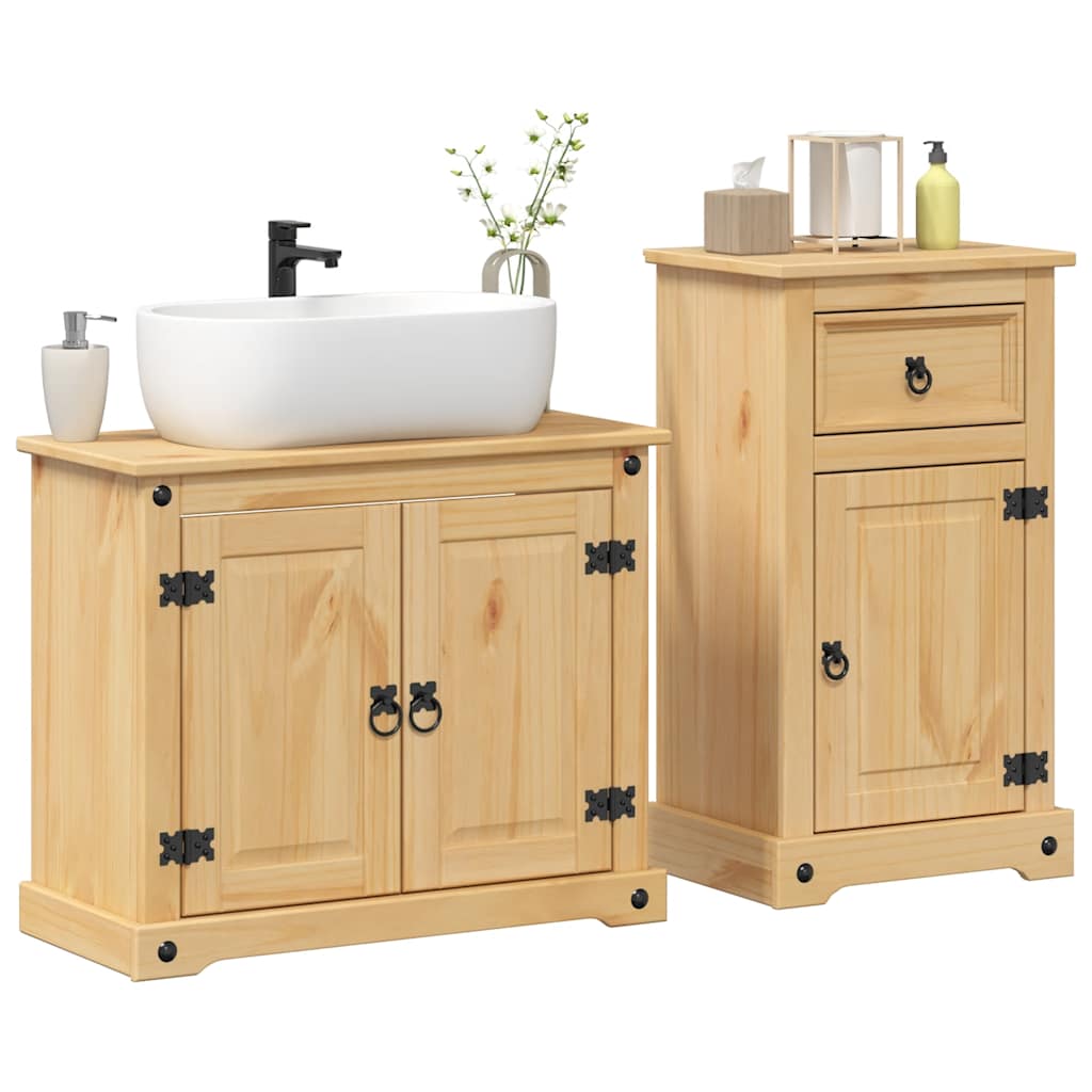 2 Piece Bathroom Furniture Set "Corona" Solid Wood Pine