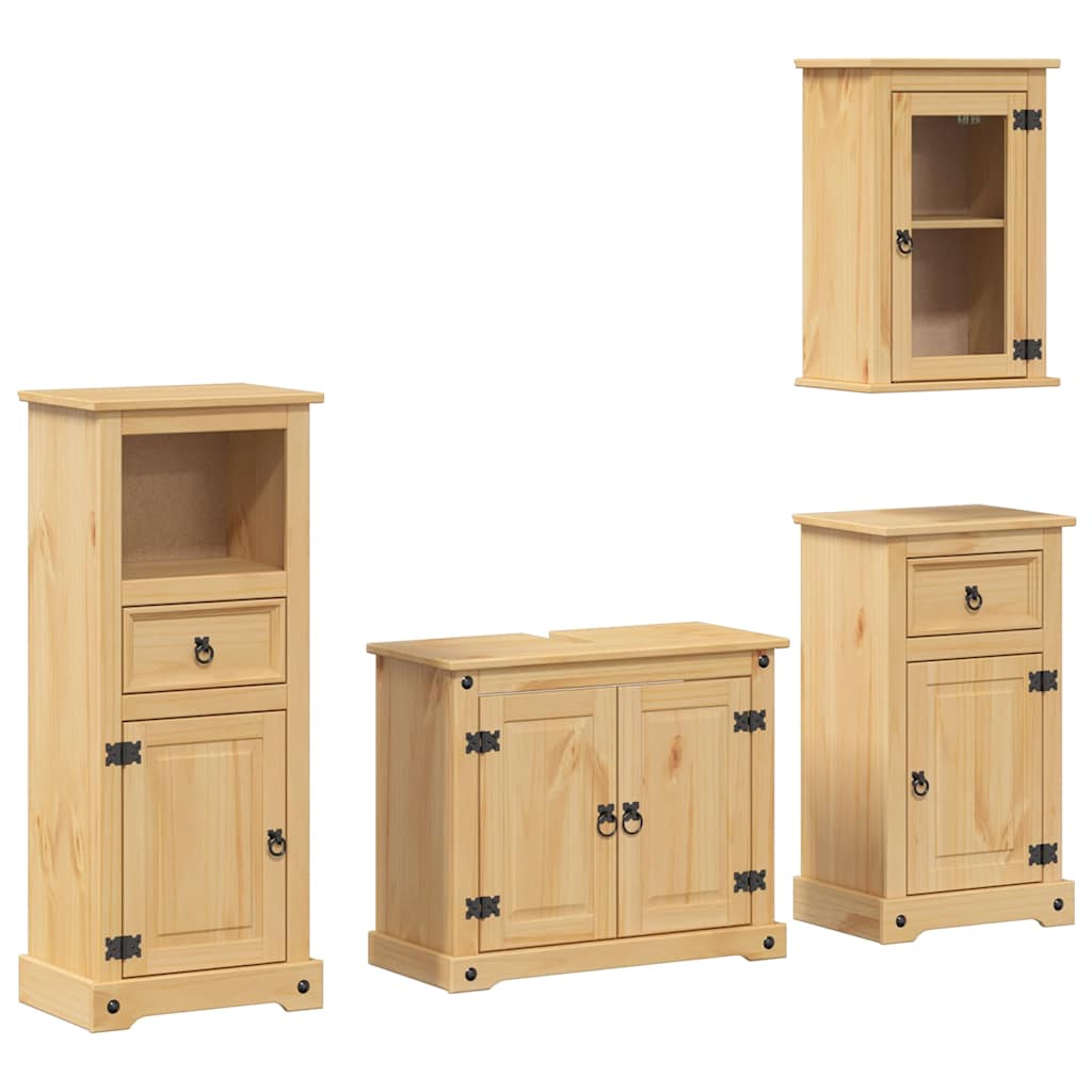 4 Piece Bathroom Furniture Set "Corona" Solid Wood Pine