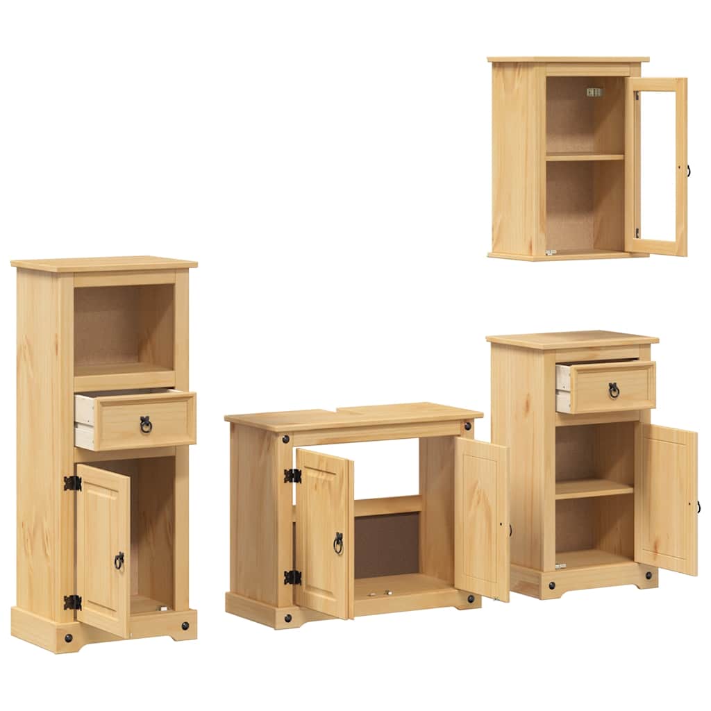 4 Piece Bathroom Furniture Set "Corona" Solid Wood Pine