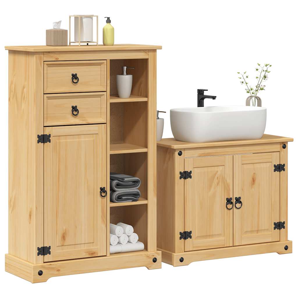 2 Piece Bathroom Furniture Set "Corona" Solid Wood Pine