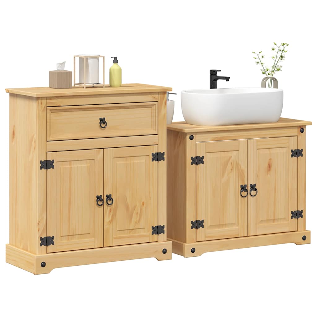 2 Piece Bathroom Furniture Set "Corona" Solid Wood Pine