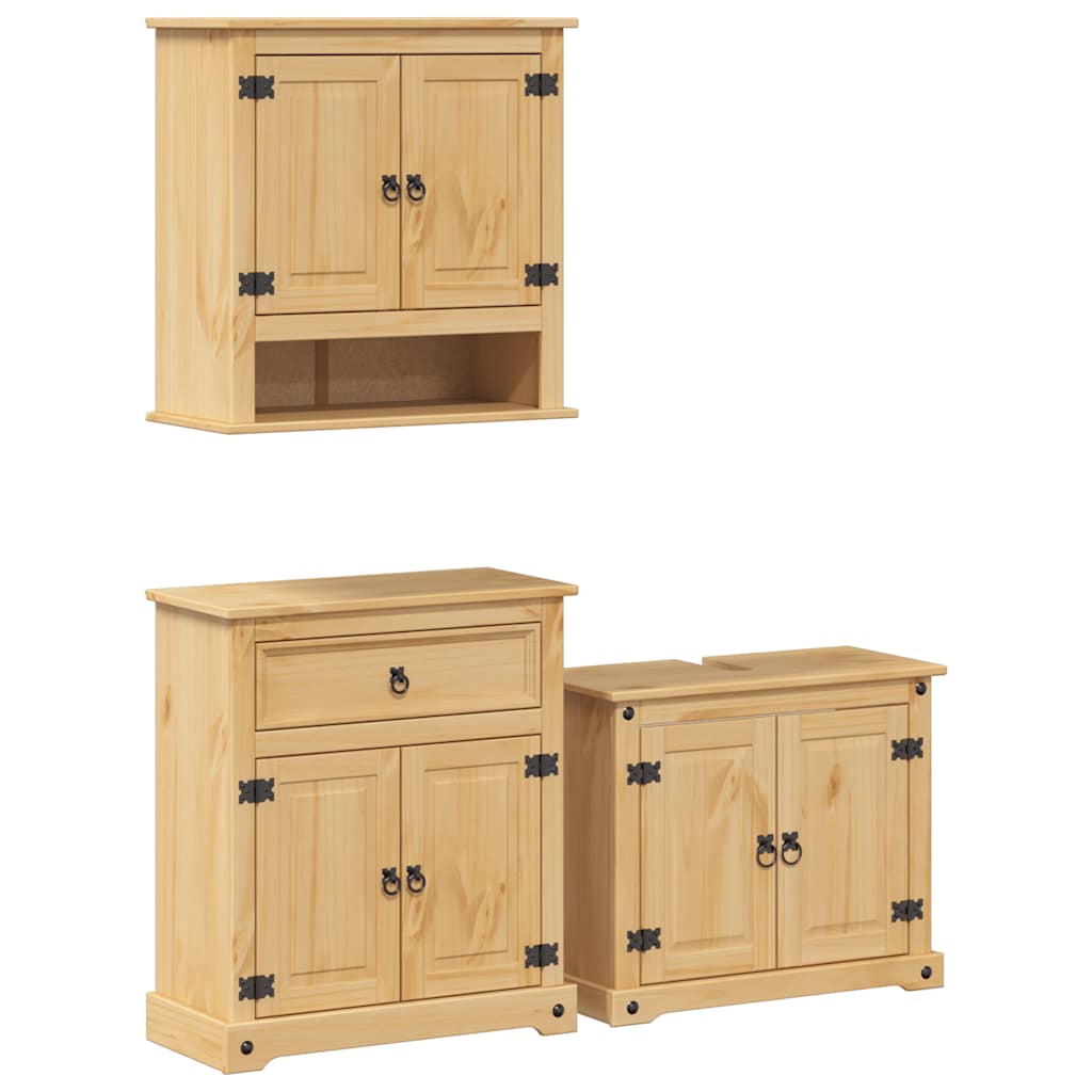 3 Piece Bathroom Furniture Set "Corona" Solid Wood Pine