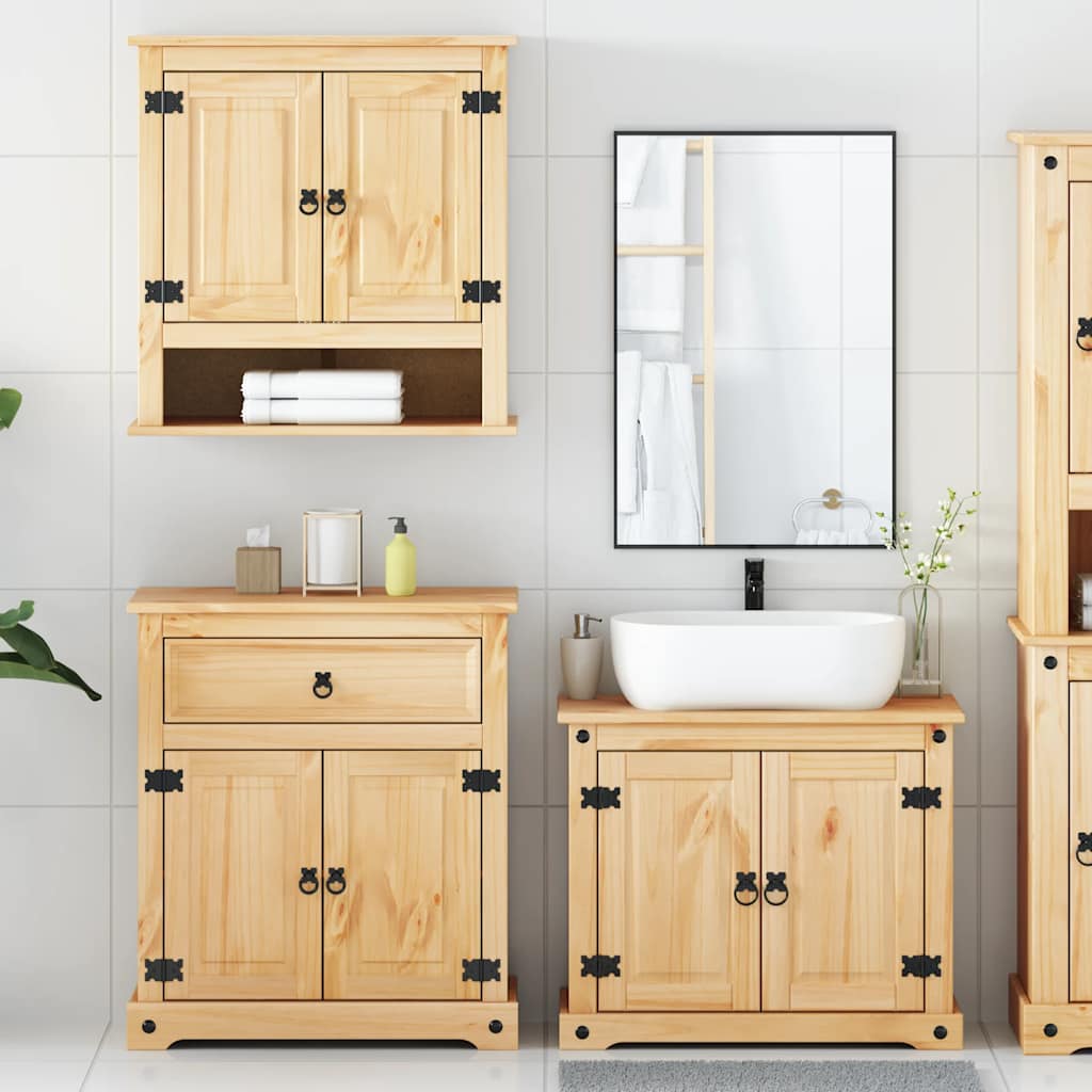 3 Piece Bathroom Furniture Set "Corona" Solid Wood Pine