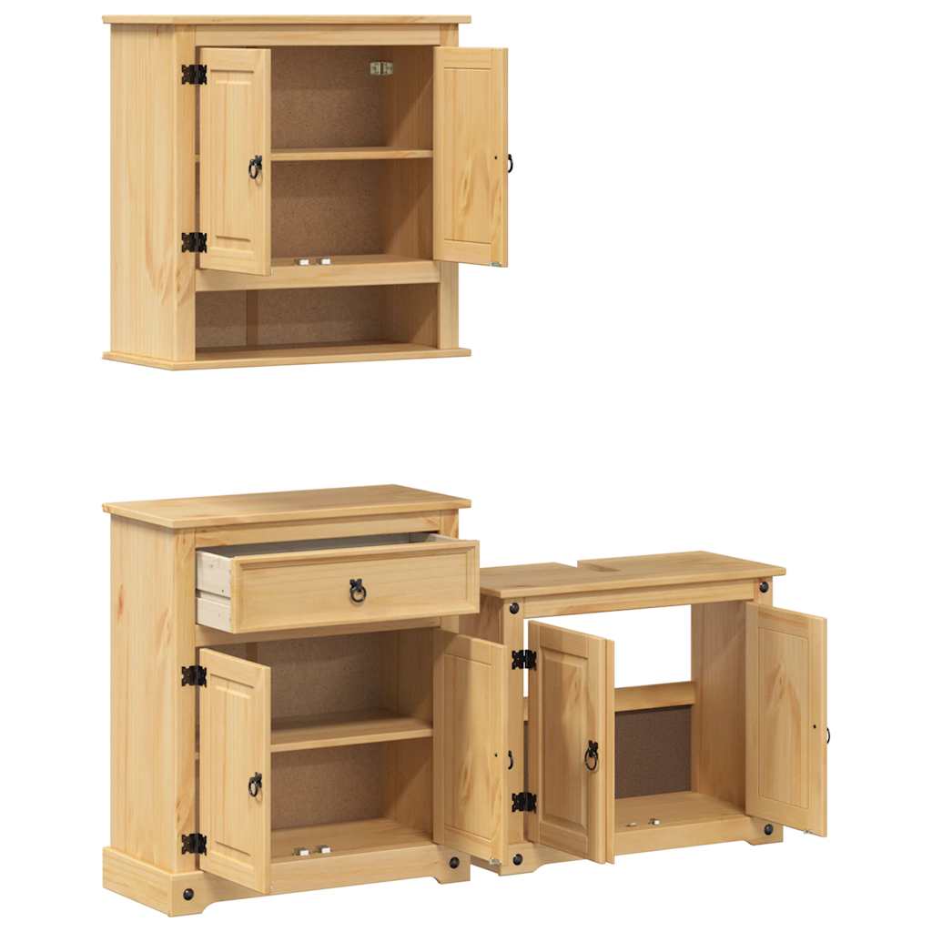 3 Piece Bathroom Furniture Set "Corona" Solid Wood Pine