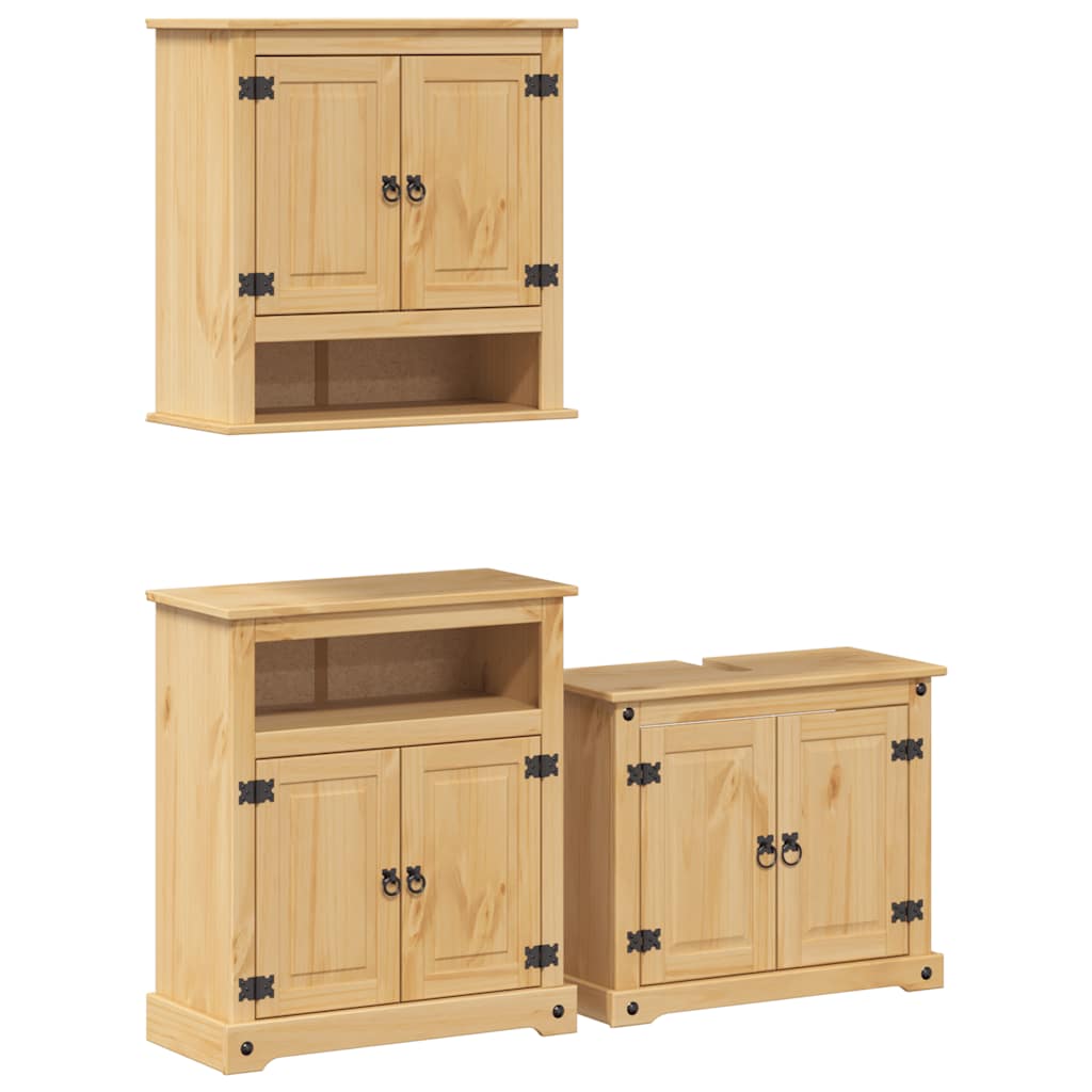 3 Piece Bathroom Furniture Set "Corona" Solid Wood Pine