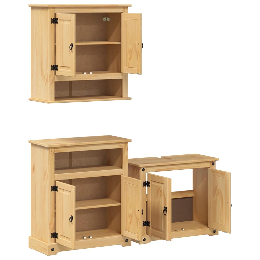 3 Piece Bathroom Furniture Set "Corona" Solid Wood Pine