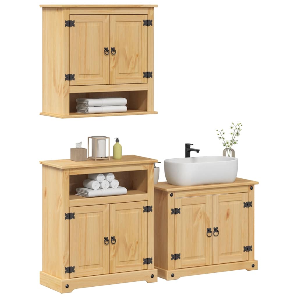 3 Piece Bathroom Furniture Set "Corona" Solid Wood Pine