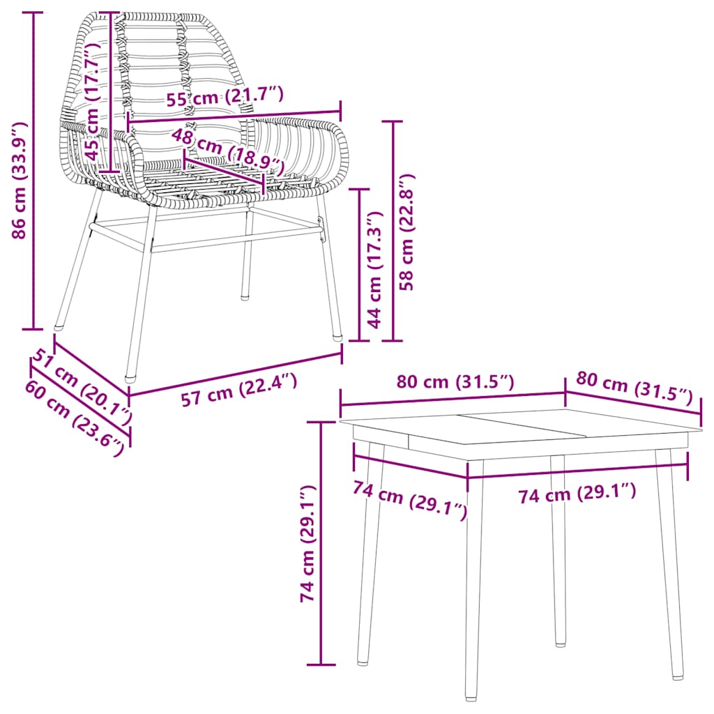 5 Piece Garden Dining Set Black Poly Rattan Glass