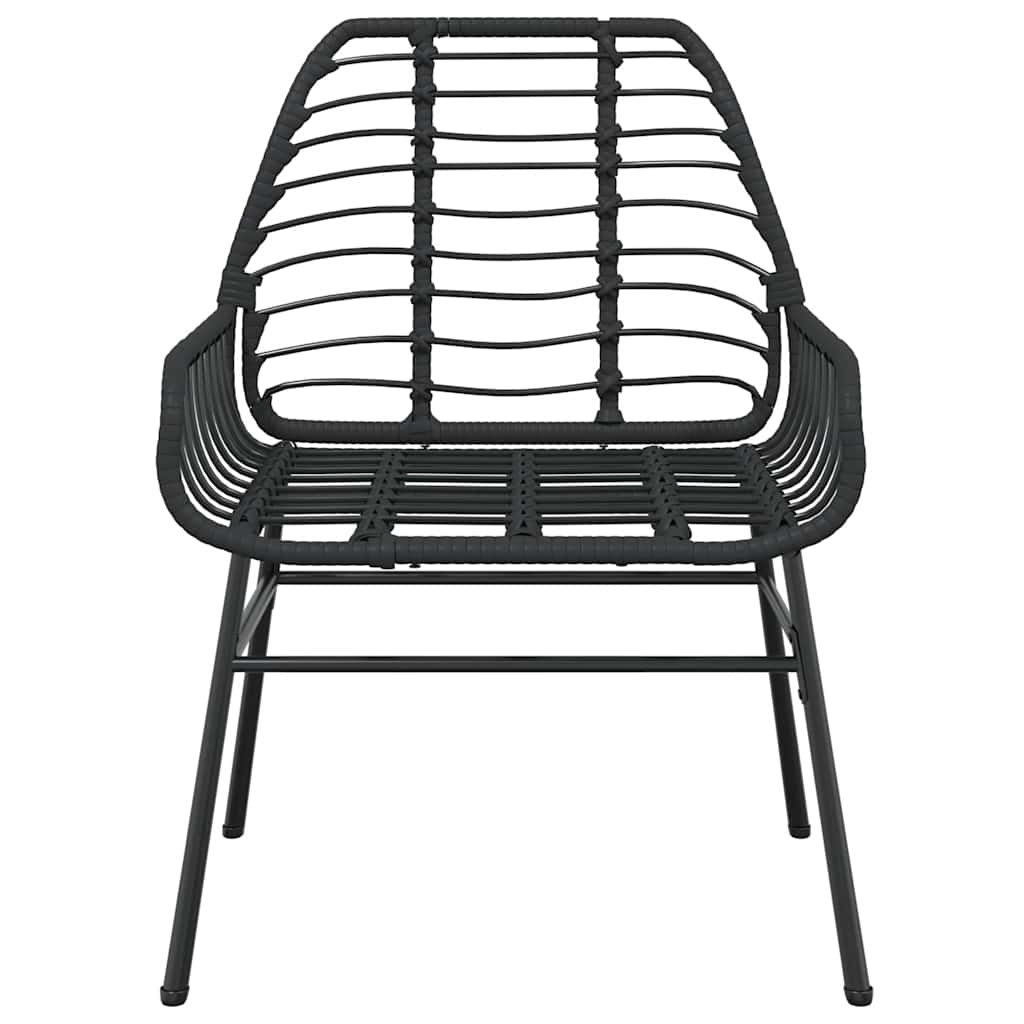 5 Piece Garden Dining Set Black Poly Rattan Glass