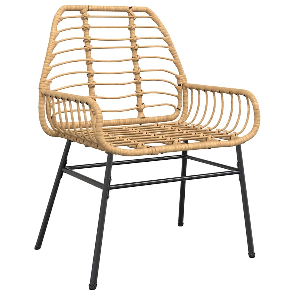 5 Piece Garden Dining Set Brown Poly Rattan Glass