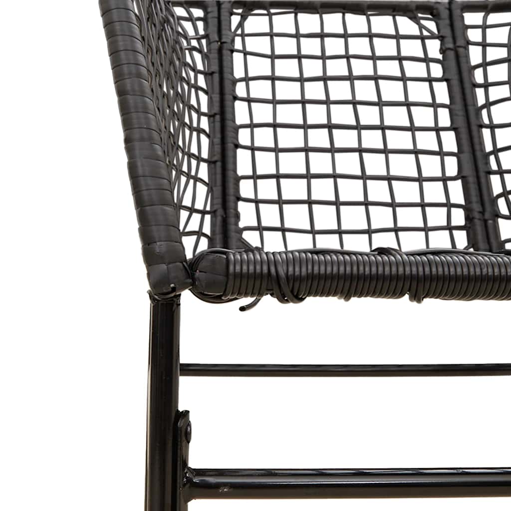 5 Piece Garden Dining Set Black Poly Rattan Glass