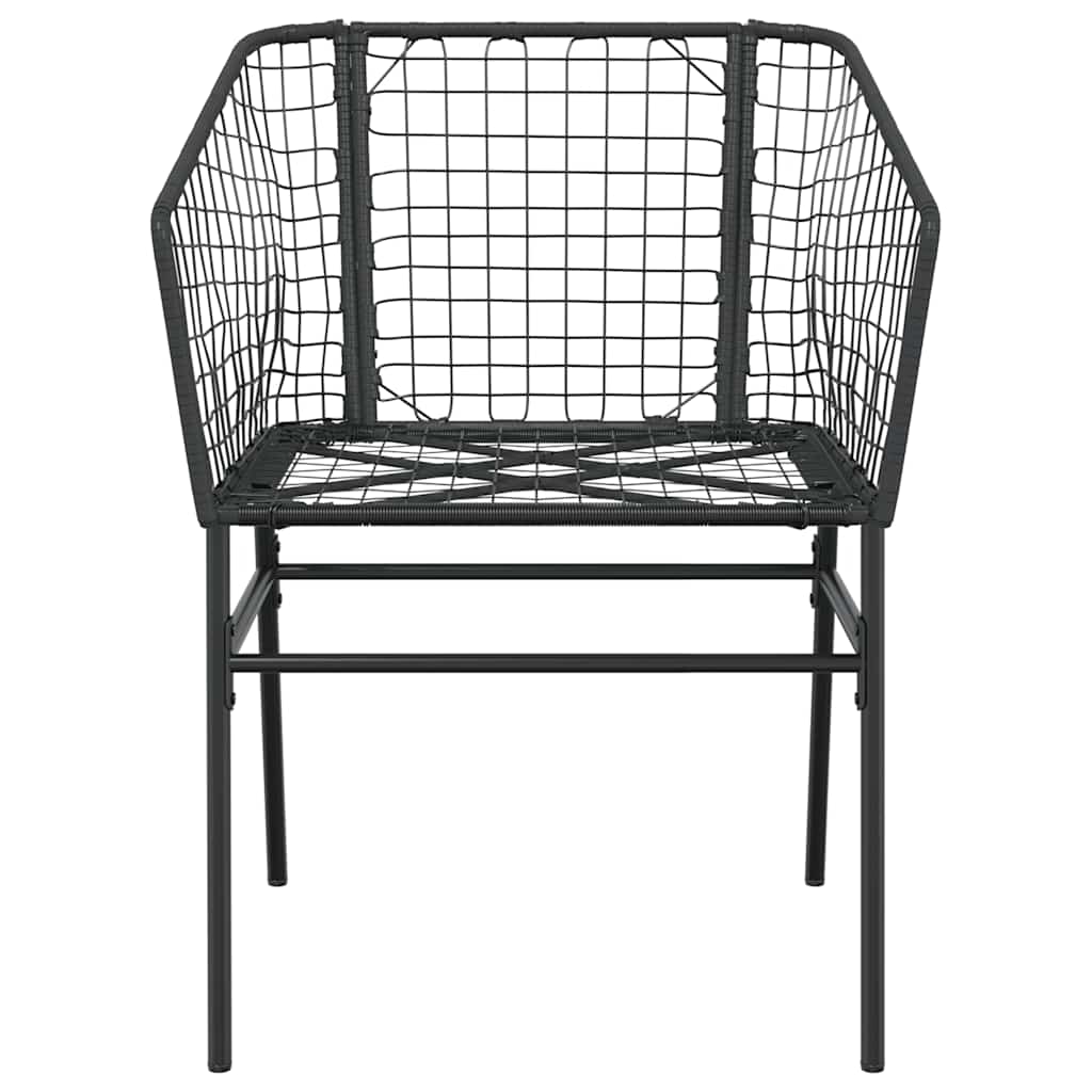 7 Piece Garden Dining Set Black Poly Rattan Glass