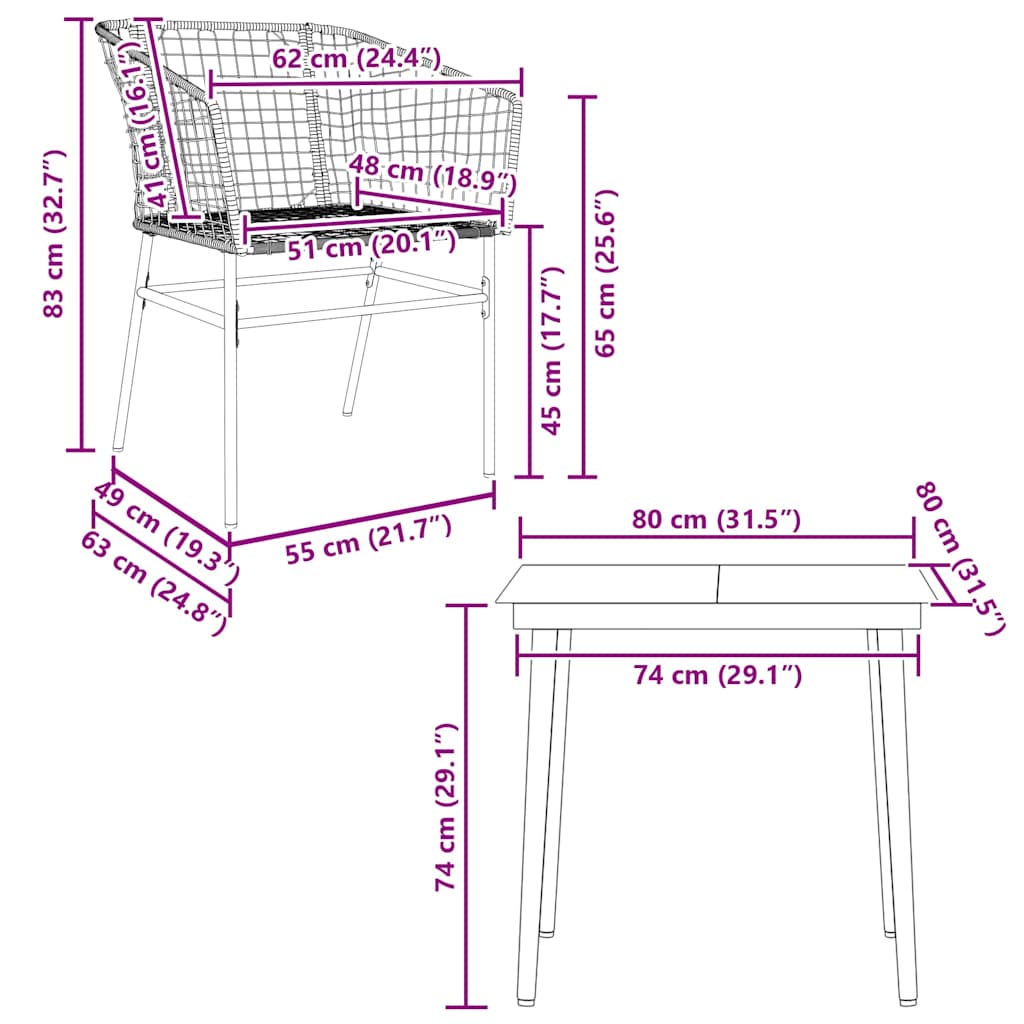 Garden Dining Set | Black, Brown
