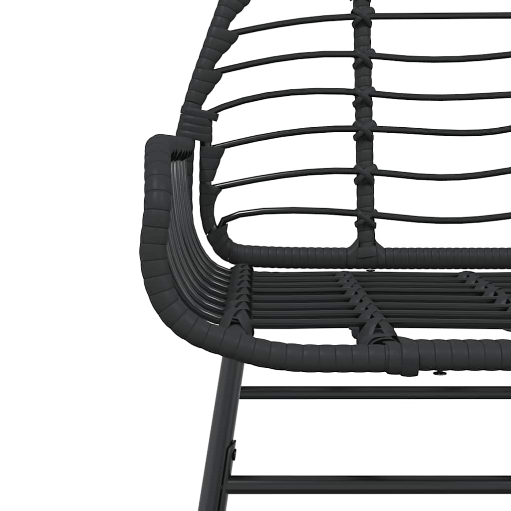 3 Piece Garden Dining Set Black Poly Rattan Glass