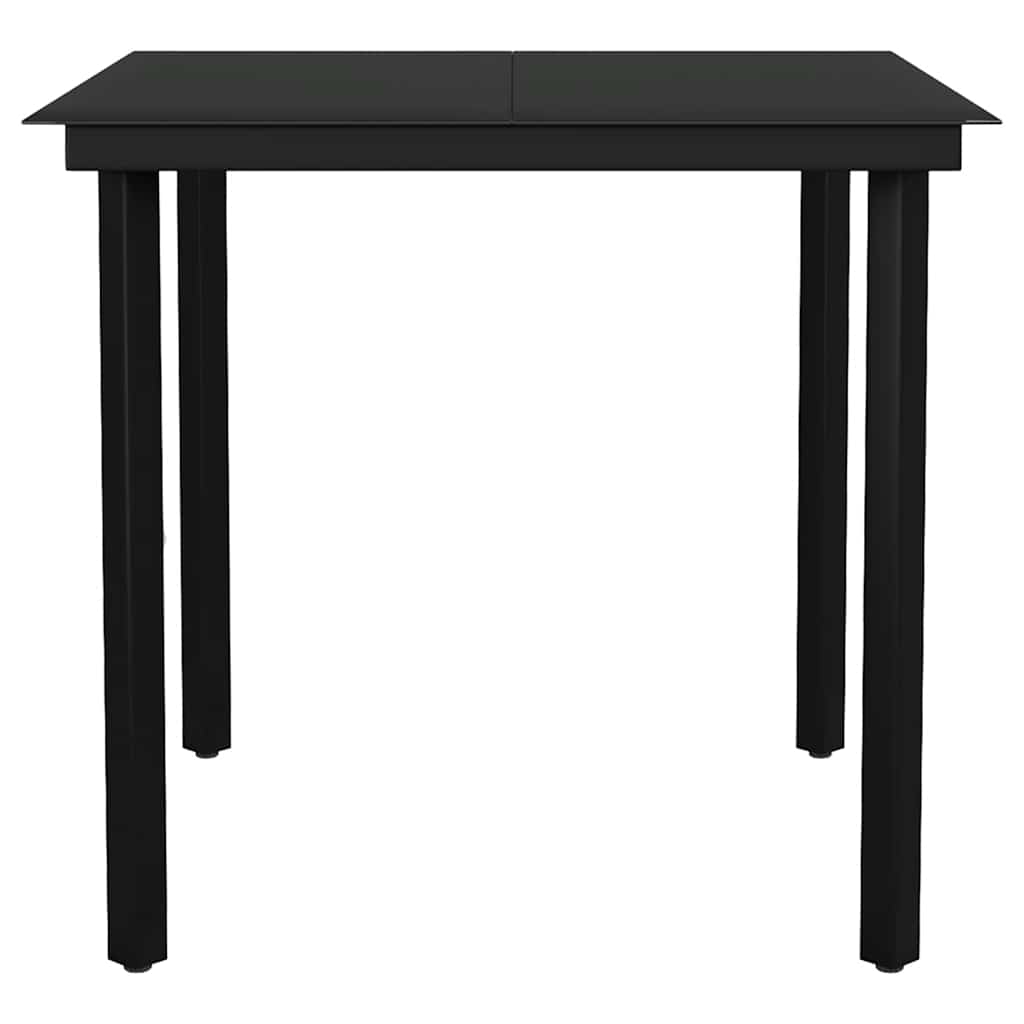 5 Piece Garden Dining Set Black Poly Rattan Glass